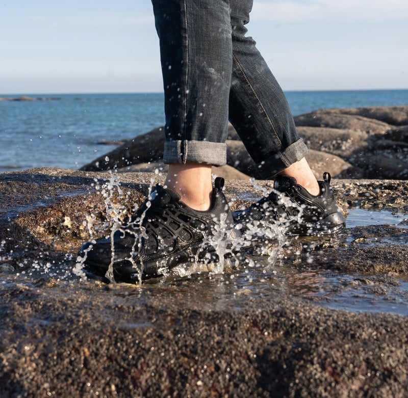 LARNMERN Waterproof Slip Resistant Work Shoes for Men Sneakers Working Chef Kitchen Restaurant Mens Slip Resistant Working Footwear Casualï¼ŒWaterproof Black 9 - Image 2