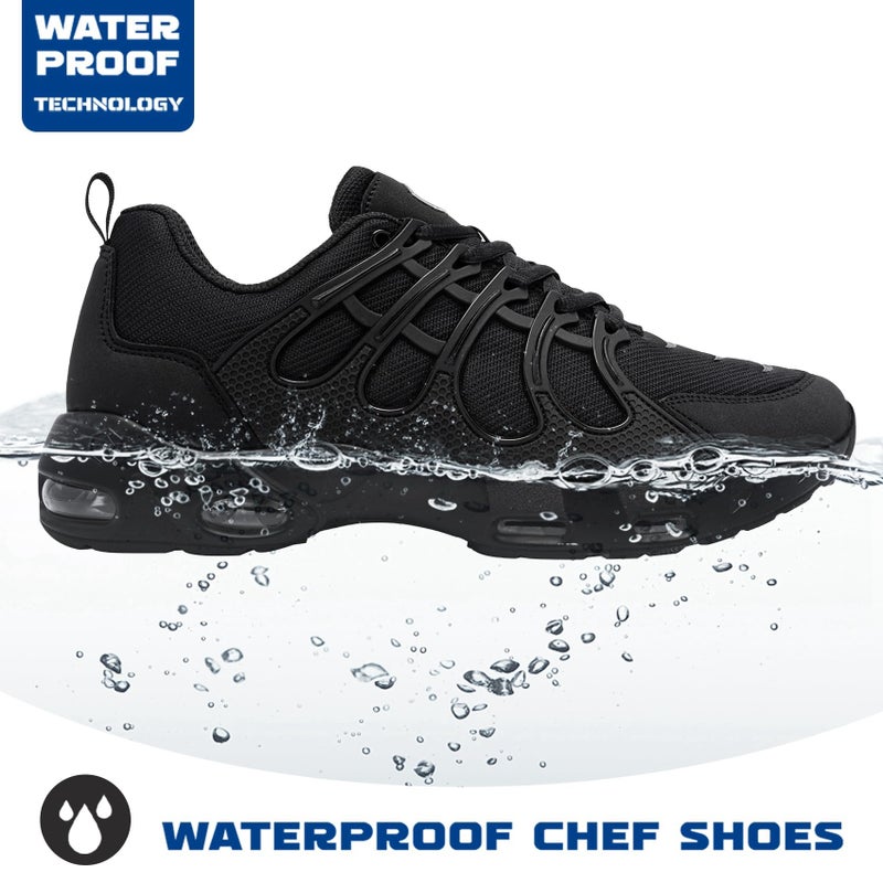 LARNMERN Waterproof Slip Resistant Work Shoes for Men Sneakers Working Chef Kitchen Restaurant Mens Slip Resistant Working Footwear Casualï¼ŒWaterproof Black 9 - Image 3