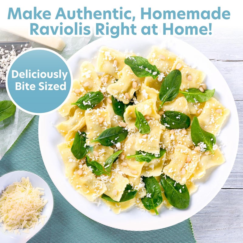 كوتشينا برو صانع الرافيولي من Cucina Pro - يتضمن صينية وأداة ضغط - يصنع 12 رافيولي إيطالي أصلي في وقت واحد، مقاس Xl 1 3/4 بوصة مربعات سهلة الاستخدام، مجموعة أدوات صنع المعكرونة، بناء قوي وهدية رائعة - Image 3