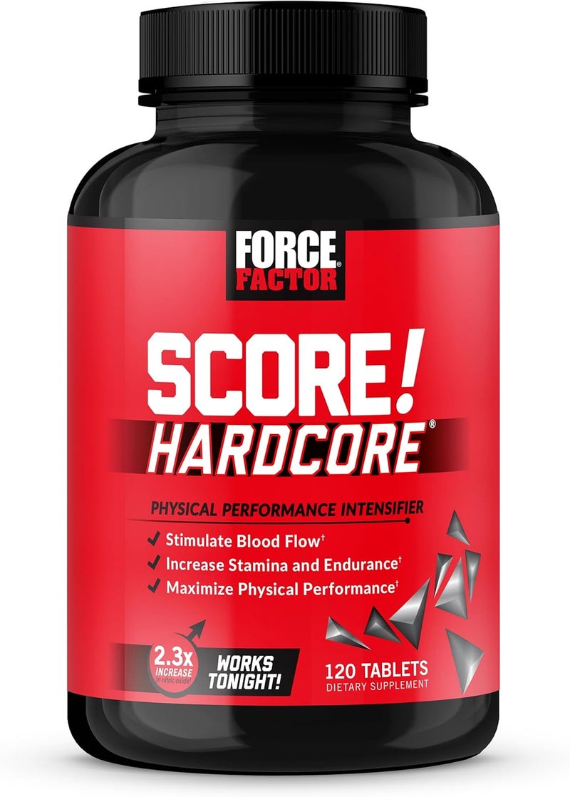 Force Factor Score Hardcore Nitric Oxide Booster Supplement for Men with LCitrulline Yohimbe Black Maca  B Vitamins to Increase Stamina and Maximize Physical Performance 120 Tablets - Image 1