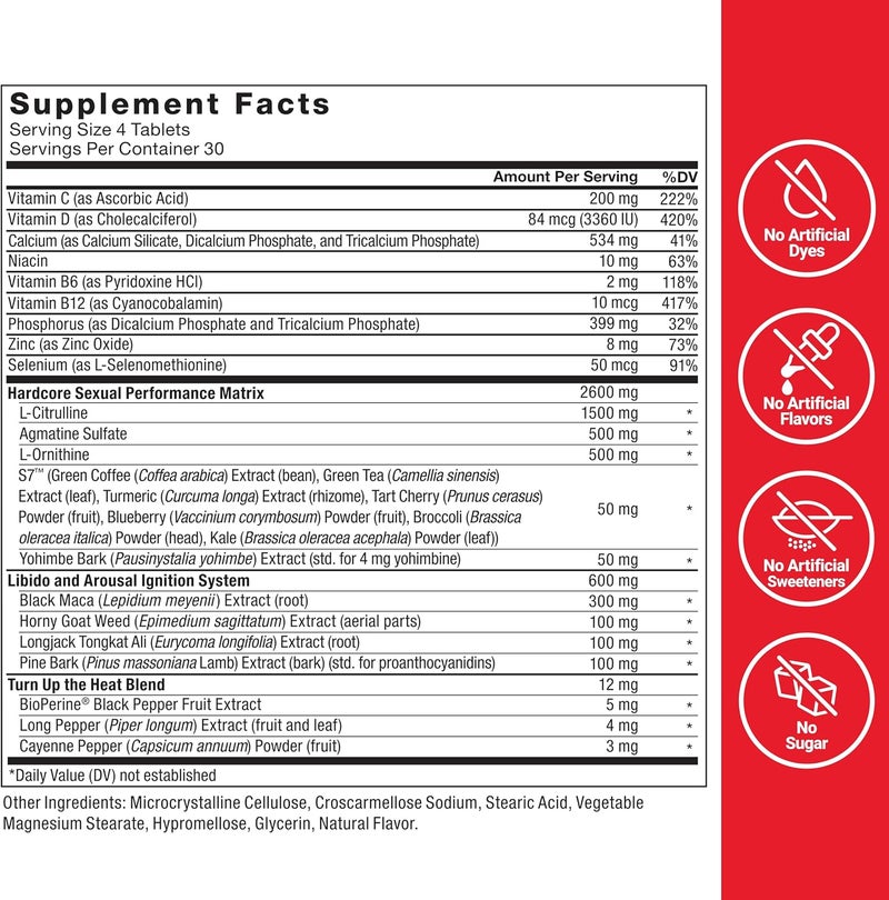 Force Factor Score Hardcore Nitric Oxide Booster Supplement for Men with LCitrulline Yohimbe Black Maca  B Vitamins to Increase Stamina and Maximize Physical Performance 120 Tablets - Image 4