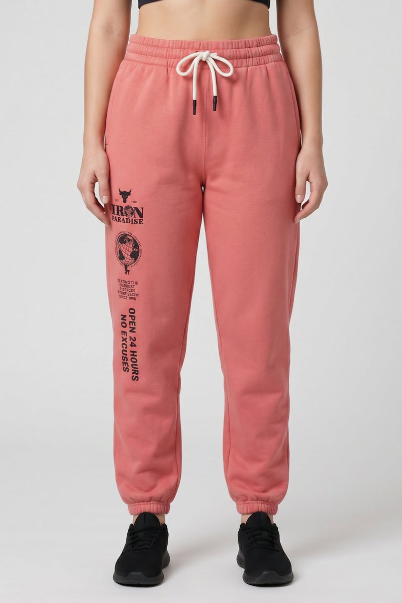 UNDER ARMOUR Women Loose Fit Project Rock Training Sweatpants, Coral - Image 1