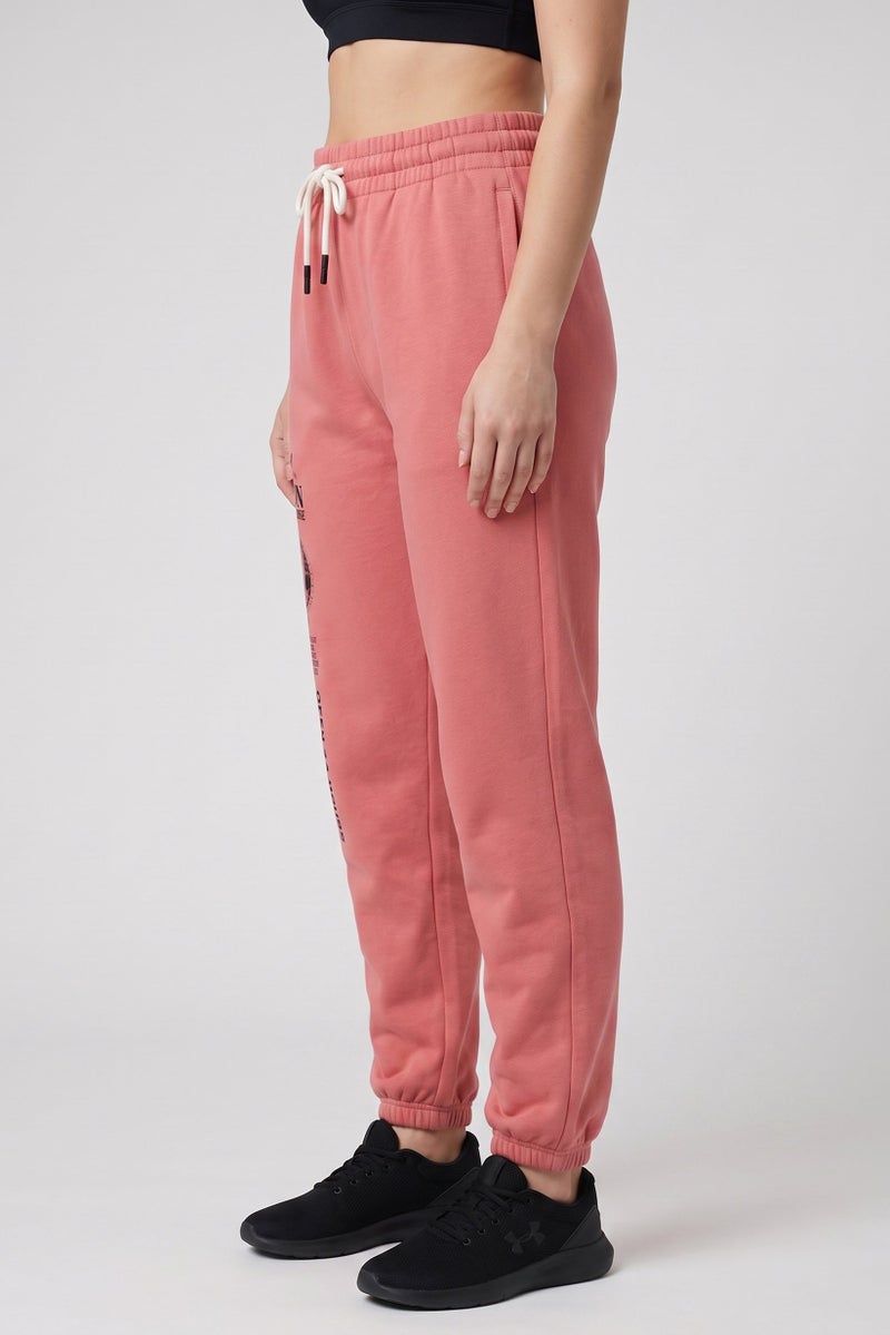 UNDER ARMOUR Women Loose Fit Project Rock Training Sweatpants, Coral - Image 3