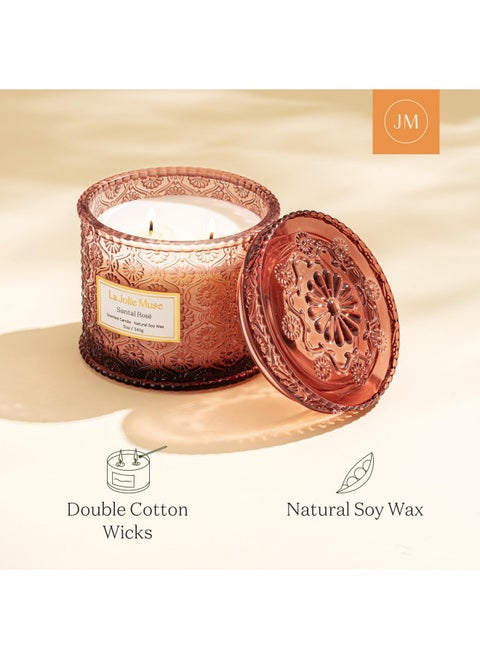 LA JOLIE MUSE Scented Candle, Sandalwood Rose Candle, Valentines Candles Gift, Large 2-Wick Soy Candle for Aromatherapy, Candles Gifts, Long Burning Time, Candles for Home Scented, 12 Oz