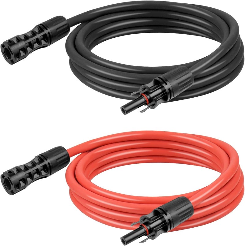 Kimbluth 8 AWG Solar Extension Cable 5FT Black + 5FT Red, 8 Gauge Solar Panel Wire Male to Female Tinned Copper Wire for Solar Panel, Automotive, RV, Boat, Outdoors - Image 1