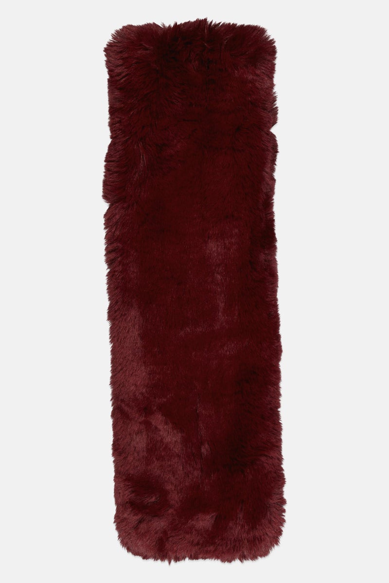 ADRIENNE VITTADINI Women Faux Fur Scarves 120 x 20 cm, Burgundy  - Image 2
