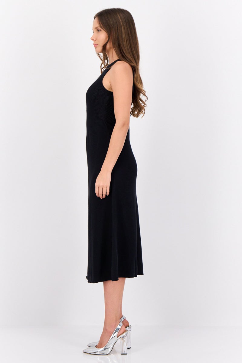 ESPRIT Women Ribbed Midi Dress, Black - Image 4