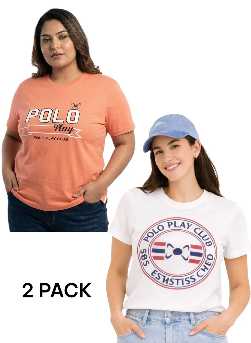 بولو بلاي  Multipack Graphic Print T-Shirt for WOMEN