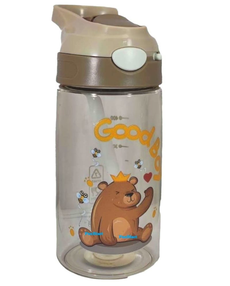 FunBlast Cute Bear Kids' Sipper Bottle, Anti-Leak, School, 470 ML, Multicolor, Plastic, Reusable, BPA Free - Image 1