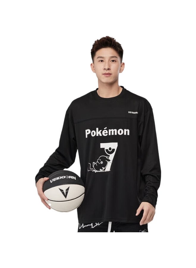 VEIDOORN Pokemon Collaboration Long-Sleeve Basketball T-Shirt, American-Style Basketball Training Sports Outdoor Pikachu Co-Branded White Xl - Image 1
