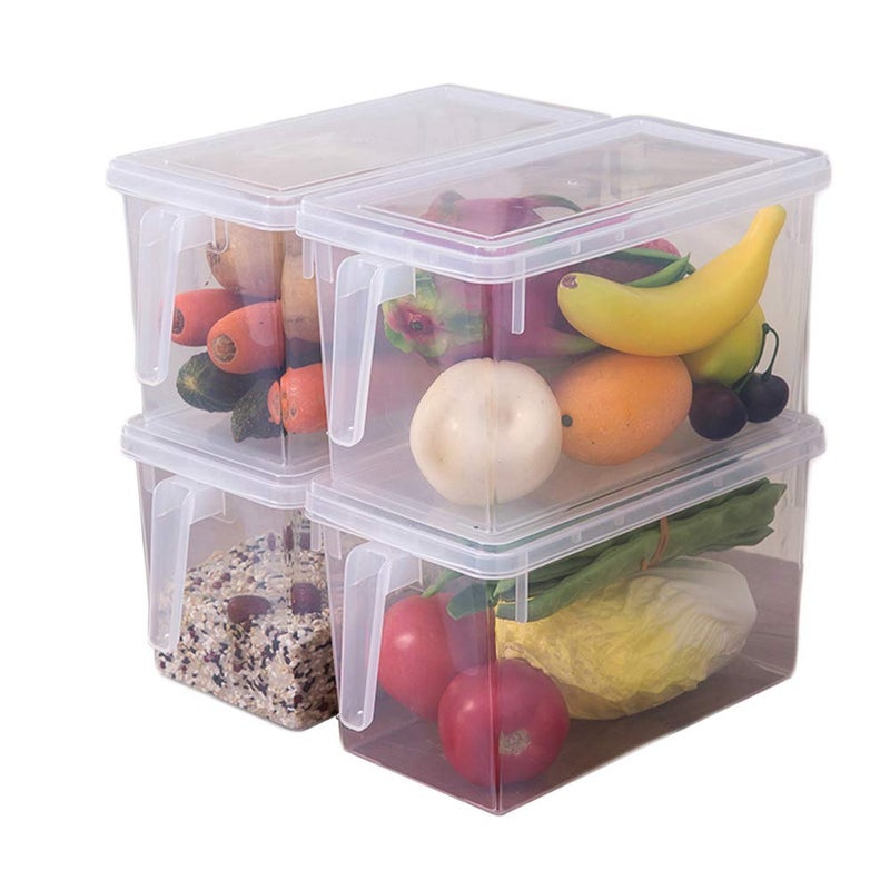 Genaric PENGKE 4 Pieces Plastic Food Storage Containers with Lid and Handle for Kitchen Refrigerator Egg Fruit Vegetable Storage Container