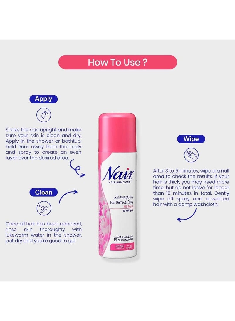نير بخاخ نير بعطر الورد لإزالة الشعر من بيتي، 400 مل، عبوة من قطعتين - Image 4