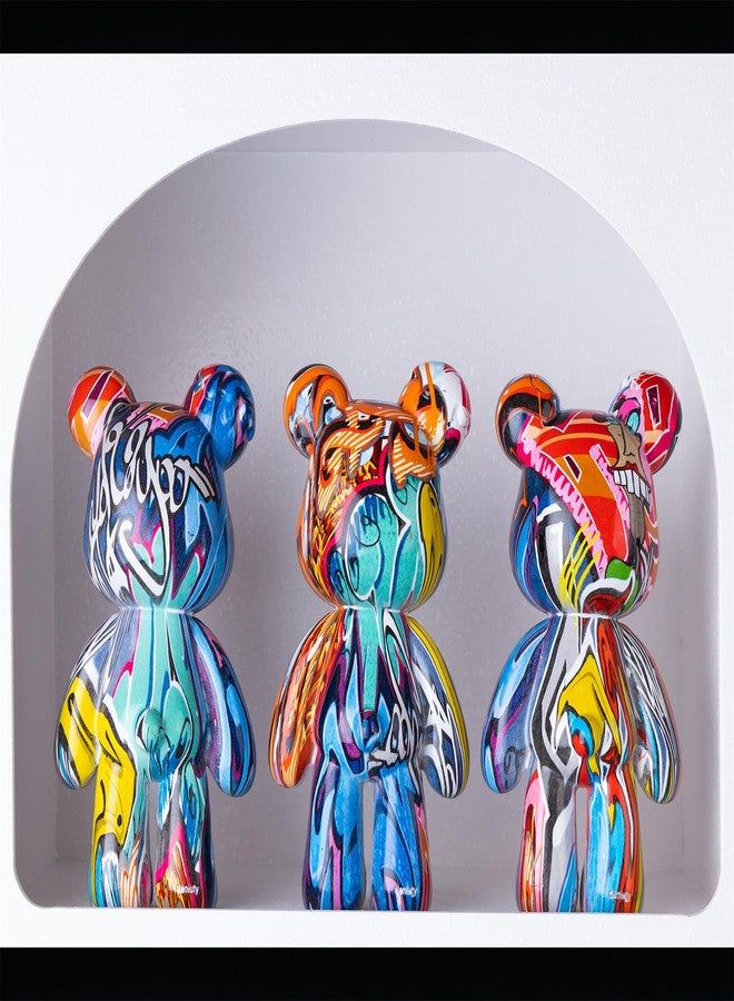 Coniuty Graffiti Bear Statue, Resin Animal Sculpture Home Decor, Art Figurine Home Ornament Decoration for Office, Living Room, Bedroom, Book Shelf, TV Cabinet, Desktop - Image 4