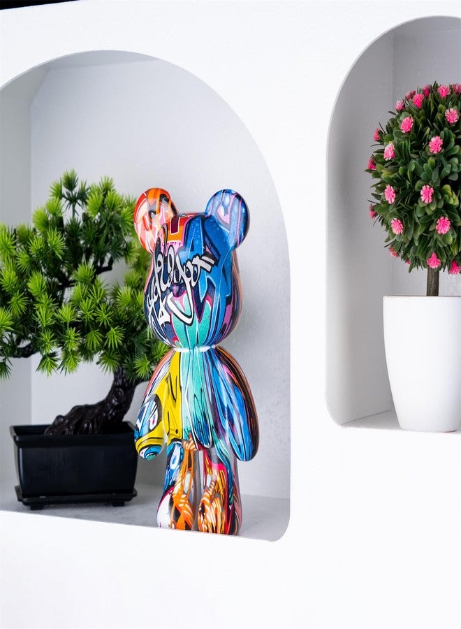 Coniuty Graffiti Bear Statue, Resin Animal Sculpture Home Decor, Art Figurine Home Ornament Decoration for Office, Living Room, Bedroom, Book Shelf, TV Cabinet, Desktop - Image 3