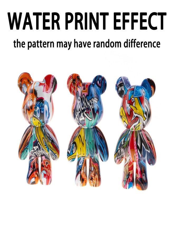 Coniuty Graffiti Bear Statue, Resin Animal Sculpture Home Decor, Art Figurine Home Ornament Decoration for Office, Living Room, Bedroom, Book Shelf, TV Cabinet, Desktop - Image 2