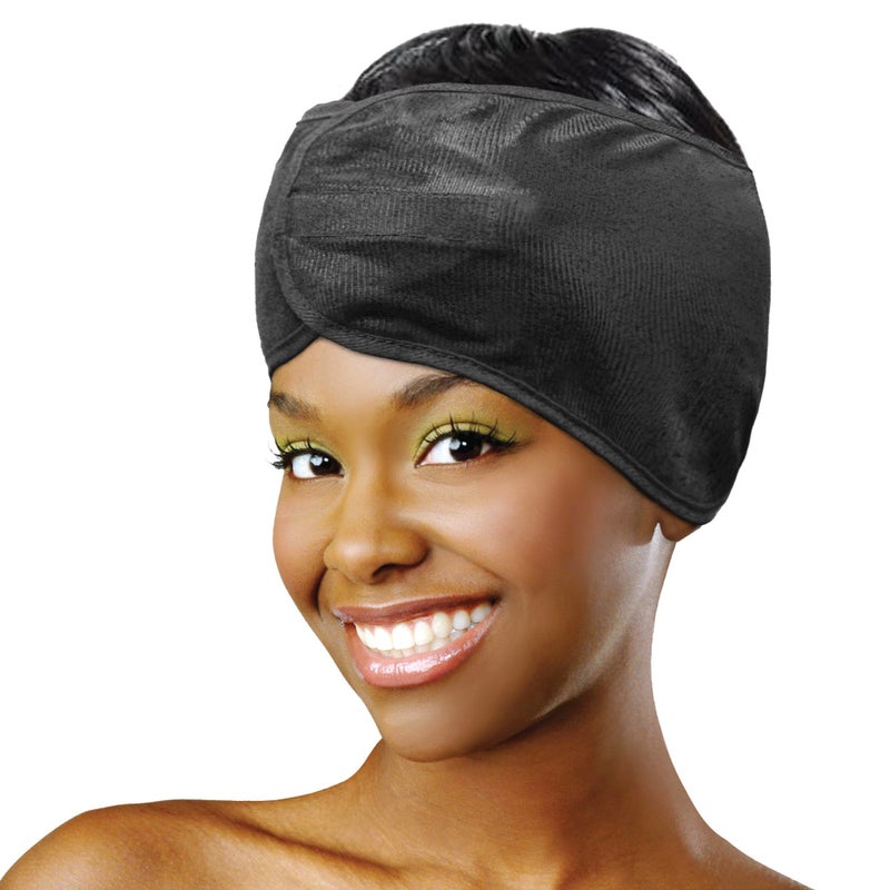 DONNA Silky Satin Hair Wrap Luxurious Head Wraps for Black Women Premium Silk Hair Wrap for Nighttime Protection and Style Black Satin Headband 1pc