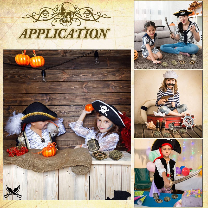 Gejoy 12 Pieces Pirate Party Favor Supplies, Plastic Compass for Kids Antique Captain Toy, Mini Compass Theme Party Decoration for Halloween Birthday, Cosplay Costume (Bronze) - Image 4