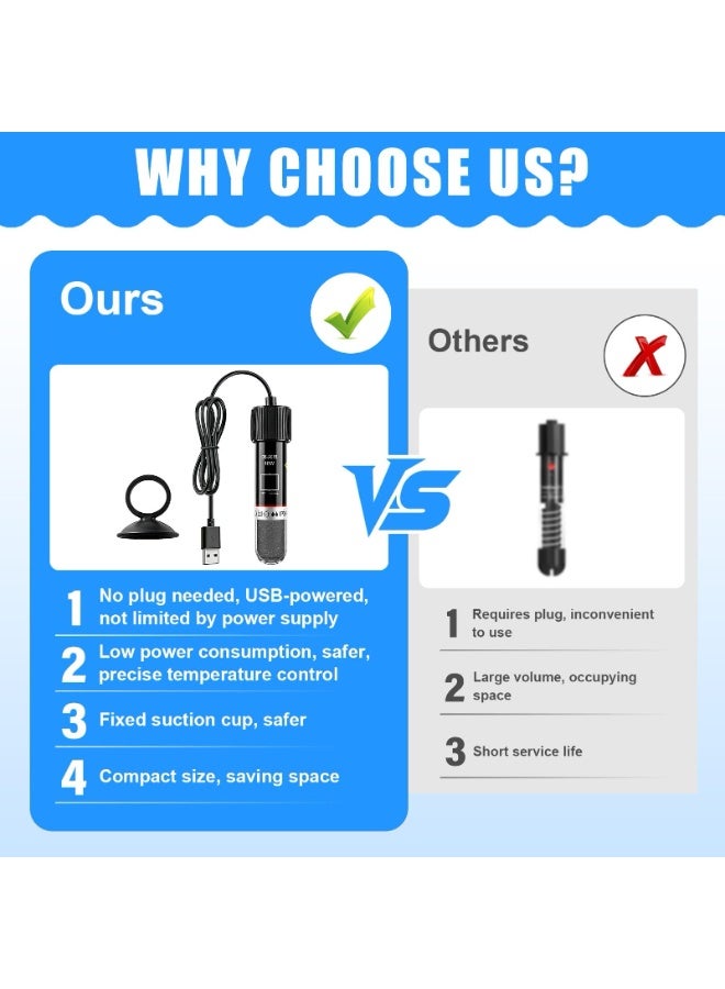 NajmStyle USB Fish Tank Heater 10W Submersible Heating Rod Auto 26C Control for Small Aquariums Turtles - Image 4