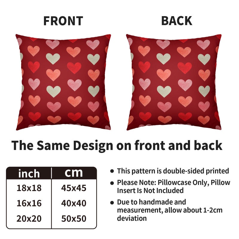 Sivirary Valentines Day Pillow Covers 18x18 Inch Set of 2 Valentines Pink Cream Love Heart Dark Red Decorative Throw Pillowcases Holiday Anniversary Outdoor Farmhouse Cushion Cases Decor for Sofa Couch Bed - Image 4