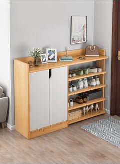 Sharpdo Shoe Cabinet Simple With Door Four-layer Storage Shelf Home Indoor Solid Wood Color Shoe Rack Organizer 90*30*80  - Image 2