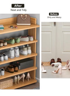 Sharpdo Shoe Cabinet Simple With Door Four-layer Storage Shelf Home Indoor Solid Wood Color Shoe Rack Organizer 90*30*80  - Image 5