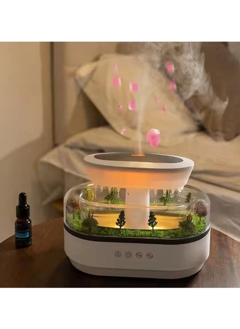 White Noise Zen Raining Cloud Night Light Aromatherapy Essential Oil Diffuser Micro Humidifier Desk Fountain Bedside Sleeping Relaxing Mood Water Drop Sound Ultrasonic Atomization Humidifier Timing