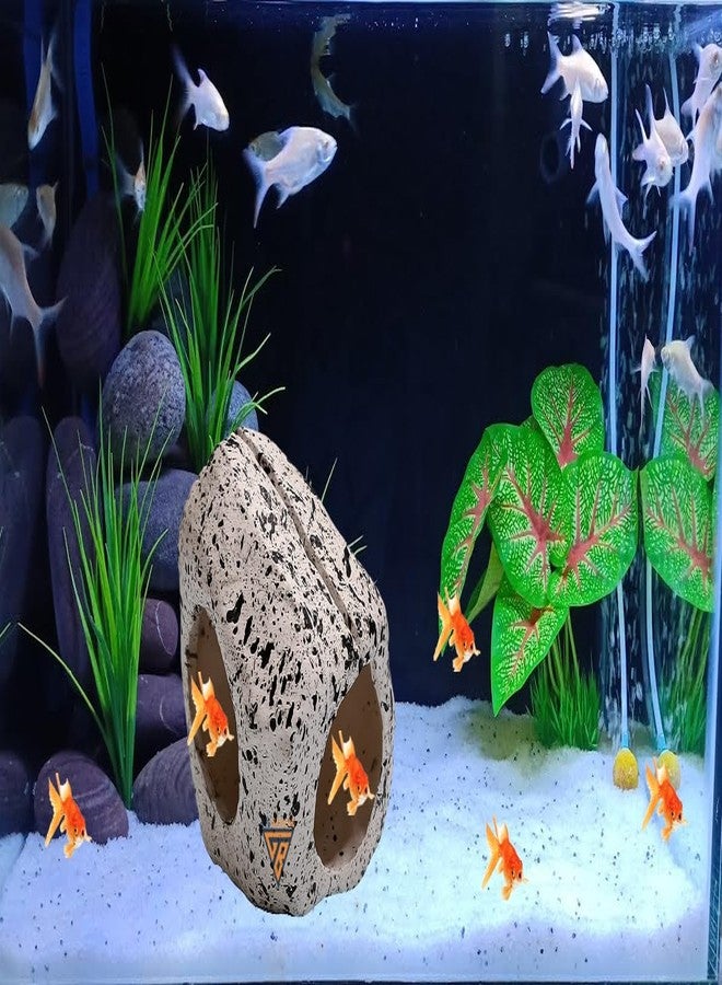 GIG BAZAAR - Fish Tank Rock Cave Shelter, Aquarium Stone Hideout with Hidden Space for Fish & Shrimp, Granite Style Decoration Ornament (White) - Image 2