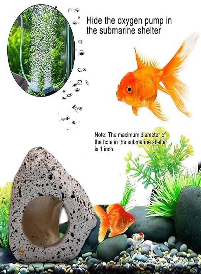 GIG BAZAAR - Fish Tank Rock Cave Shelter, Aquarium Stone Hideout with Hidden Space for Fish & Shrimp, Granite Style Decoration Ornament (White) - Image 5