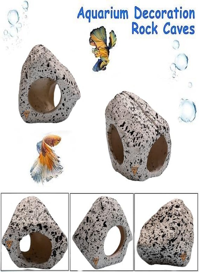 GIG BAZAAR - Fish Tank Rock Cave Shelter, Aquarium Stone Hideout with Hidden Space for Fish & Shrimp, Granite Style Decoration Ornament (White) - Image 3