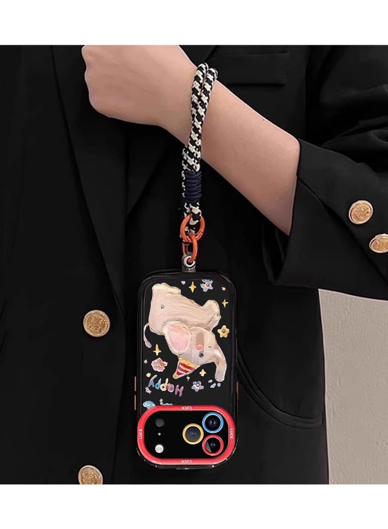 X-level Compatible with iPhone 17 Pro Max Case with Color Bracelet Chain,Cute Elephant Case Cover Shockproof Protective Soft Silicone Phone Case for iPhone 17 Pro Max for Women Girls White - Image 4