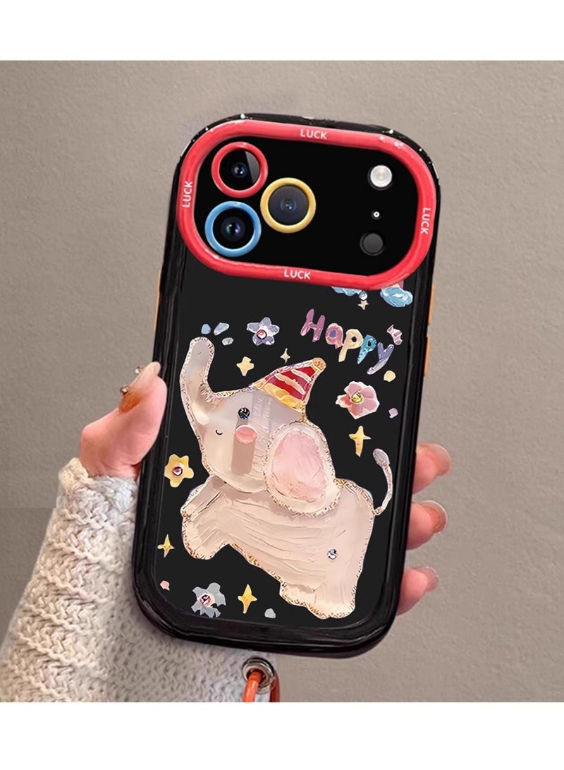 X-level Compatible with iPhone 17 Pro Max Case with Color Bracelet Chain,Cute Elephant Case Cover Shockproof Protective Soft Silicone Phone Case for iPhone 17 Pro Max for Women Girls White - Image 2