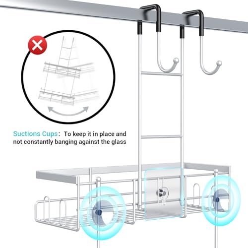 Aitatty Over the Door Hanging Shower Caddy: Rustproof Hanging Organizer over the Door - No Drilling Bathroom Rack for Inside Shower Chrome - Image 3