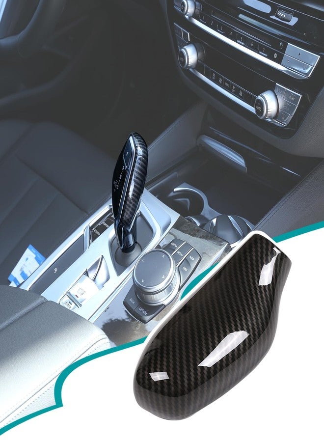 Hudiriy Gear Shift Knob Head Cover Compatible with BMW G30 5 Series F06 6 Series G11 7 Series G01 X3 G02 X4 Car Gear Head Cover Gear Handle Gear Lever Protective Shell(ABS，Carbon Fiber Pattern) - Image 1
