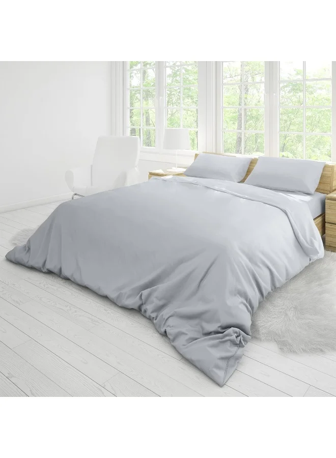 Hotel Linen Klub Hotel Linen Klub King Duvet Cover 3PC Set - 350TC 100% Long Staple Cotton Sateen -Luxury Quality, Easy Button Closure, Size: 220x260cm + 2PC Pillow Sham 50 x 75+ 5cm, Silver