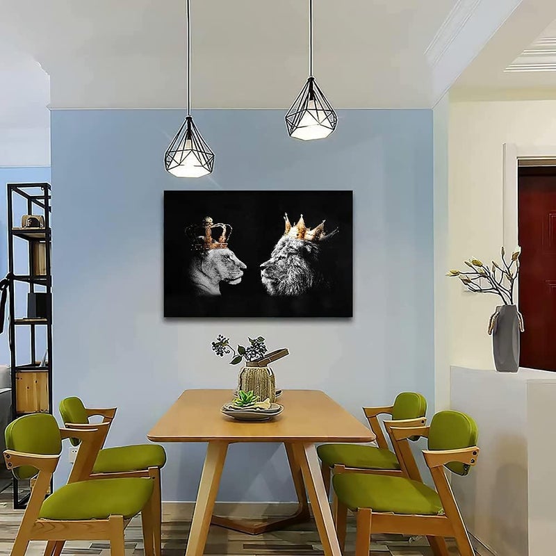 Home Trove فن الجدار على قماش للملك والملكة الأسد - Image 2
