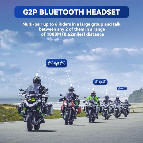 LEXIN G2P Motorcycle Helmet Bluetooth Headset, Group Intercom Communication System, FM Radio/ 6 Shells/Universal Pairing/Private Talk/Noise Cancellation, Fit for Snowmobile/ATV, 1 Pack - Image 2