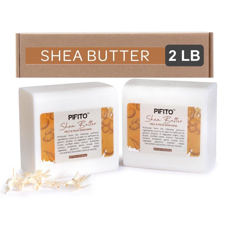 Pifito Shea Butter Melt and Pour Soap Base 2 lb Premium 100 Natural Glycerin Soap Base Luxurious Soap Making Supplies