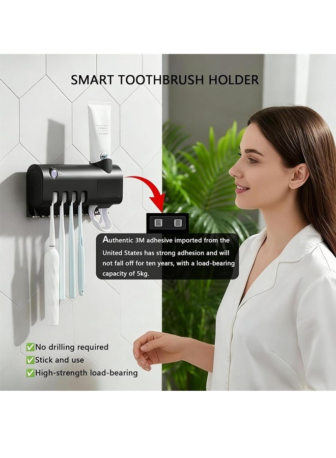 Allieuka Toothbrush Sterilizer Solar Toothbrush Sanitizer Toothbrush Rack Toothbrush Holder Toothbrush Stand Brush Holder With Toothpaste Dispenser Bathroom Organizer Storage Rack (White) - Image 5