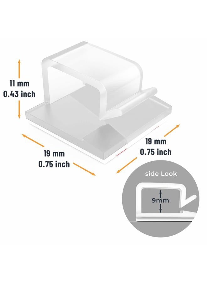 XIAOXI Cable Clips with Strong Self-Adhesive, R Shape Cable Management TV PC Wire Holder Sticky Tidy and Organizer Cord and Wires - 40 Pcs (Clear) - Image 2