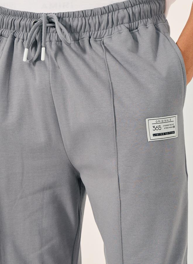 Styli Fleece Pintuck Wide Leg Joggers with Badge Detail  - Image 3