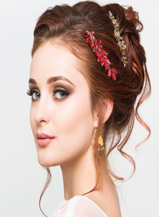 Ymapinc Crystal Comb for Thick Hair Women - Red Rhinestone Hair Piece Accessory for Wedding Party Graduation, Small Decorative Headpiece Accessories Christmas Gift for Mom - Image 5