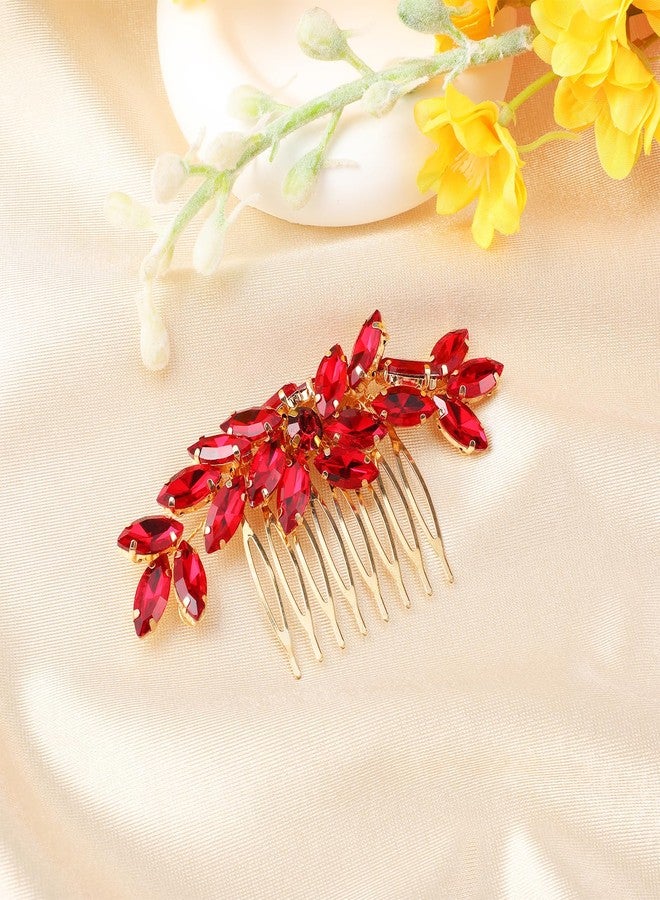 Ymapinc Crystal Comb for Thick Hair Women - Red Rhinestone Hair Piece Accessory for Wedding Party Graduation, Small Decorative Headpiece Accessories Christmas Gift for Mom - Image 4