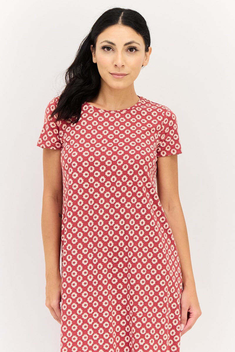 zivame Rosaline x Zivame Women Allover Print Short Sleeves Sleeping Dress, Multicolor - Image 2