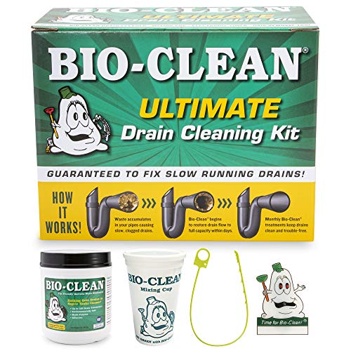 BioClean Bio-Clean Ultimate Drain Cleaning Kit Cleans Drains- Septic Tanks - Grease Traps All Natural and 100% Guaranteed No Caustic Chemicals! Removes fats Oil and Grease, Completely Cleans Your System. - Image 1