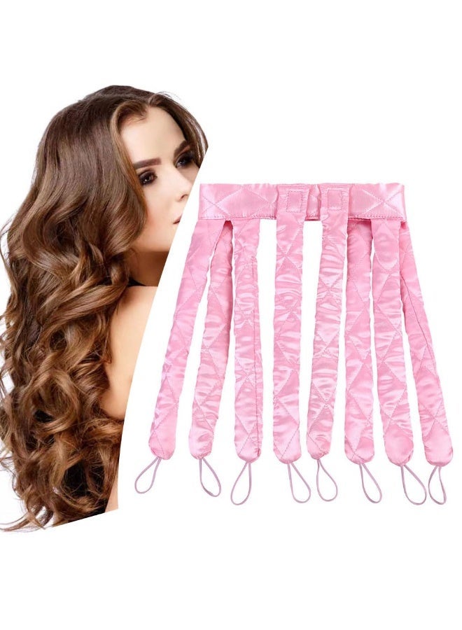 VIUAUAX No Heat Hair Curler Headband for Long Hair, Satin Heatless Curling Rod with Adjustable Strap Overnight No Heat Curling Roller for Women and Girls Waves and Curls (Pink) - Image 1
