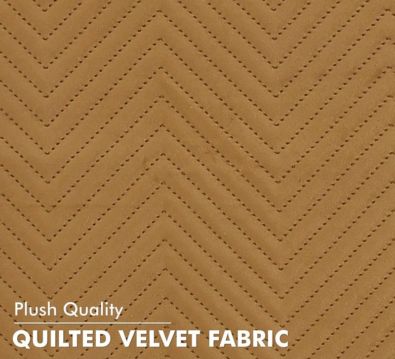 Fashion Throw Quilted Velvet L Shape Seater Sofa Cover | 3-Layer Soft Sofa Protector for Living Room | Anti-Slip | Machine Washable | Sofa Slipcover for Pets & Kids | Golden (L-Shape) - Image 3