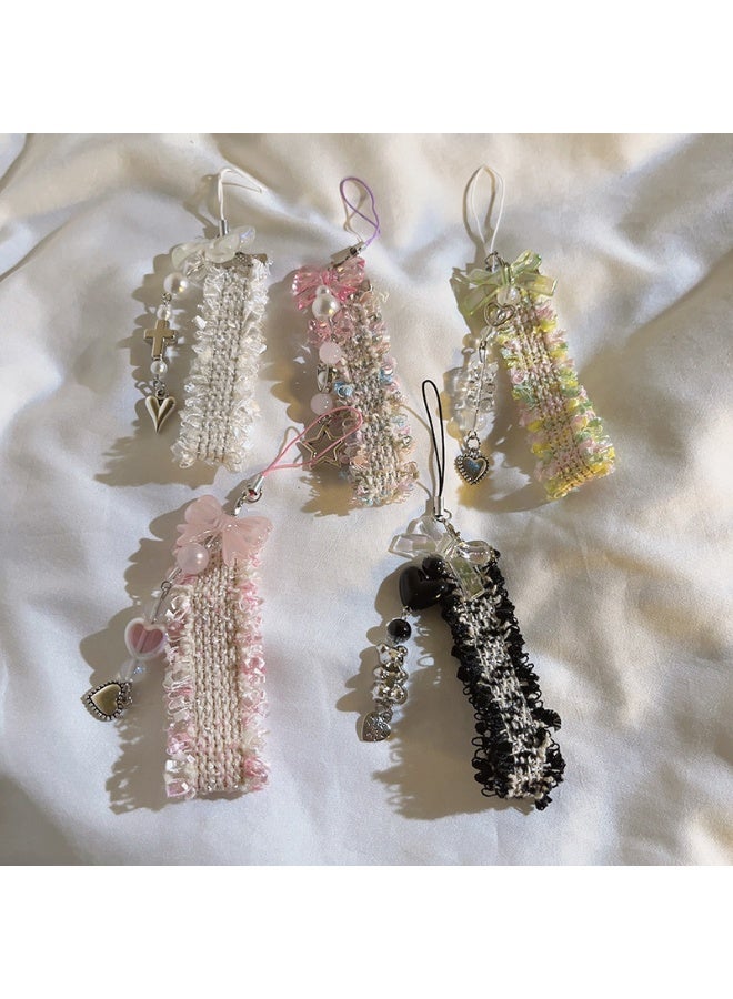 NIBEMINENT Phone Charm/ Chain Strap for Women Girls, Cat's Paw Heart With Colorful Ribbons Cell Phone Case Lanyard Wrist Strap - Image 2