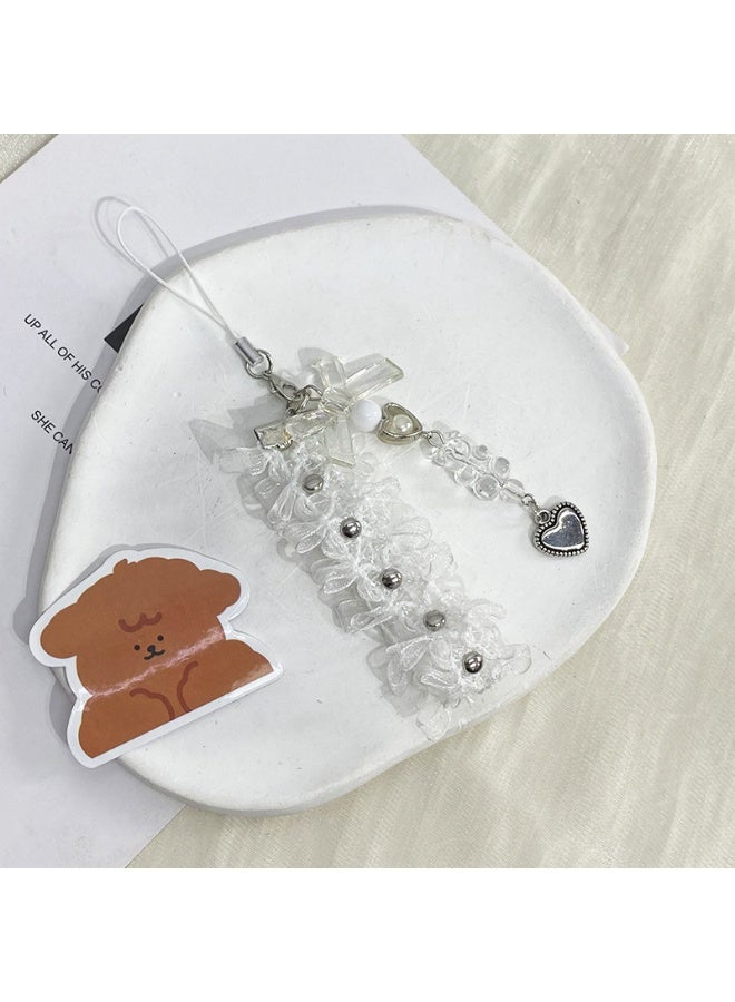 NIBEMINENT Phone Charm/ Chain Strap for Women Girls, Cat's Paw Heart With Colorful Ribbons Cell Phone Case Lanyard Wrist Strap - Image 1