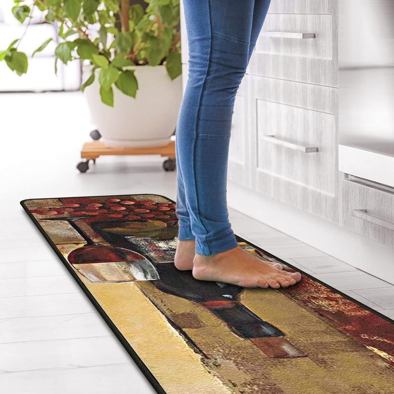 OUXIOAZ Wine Kitchen Rugs and Mats 2 PCS Non Skid Washable Absorbent Microfiber Kitchen Mat for Doormat Bathroom Runner Set 17x4717x30 Wine - Image 2