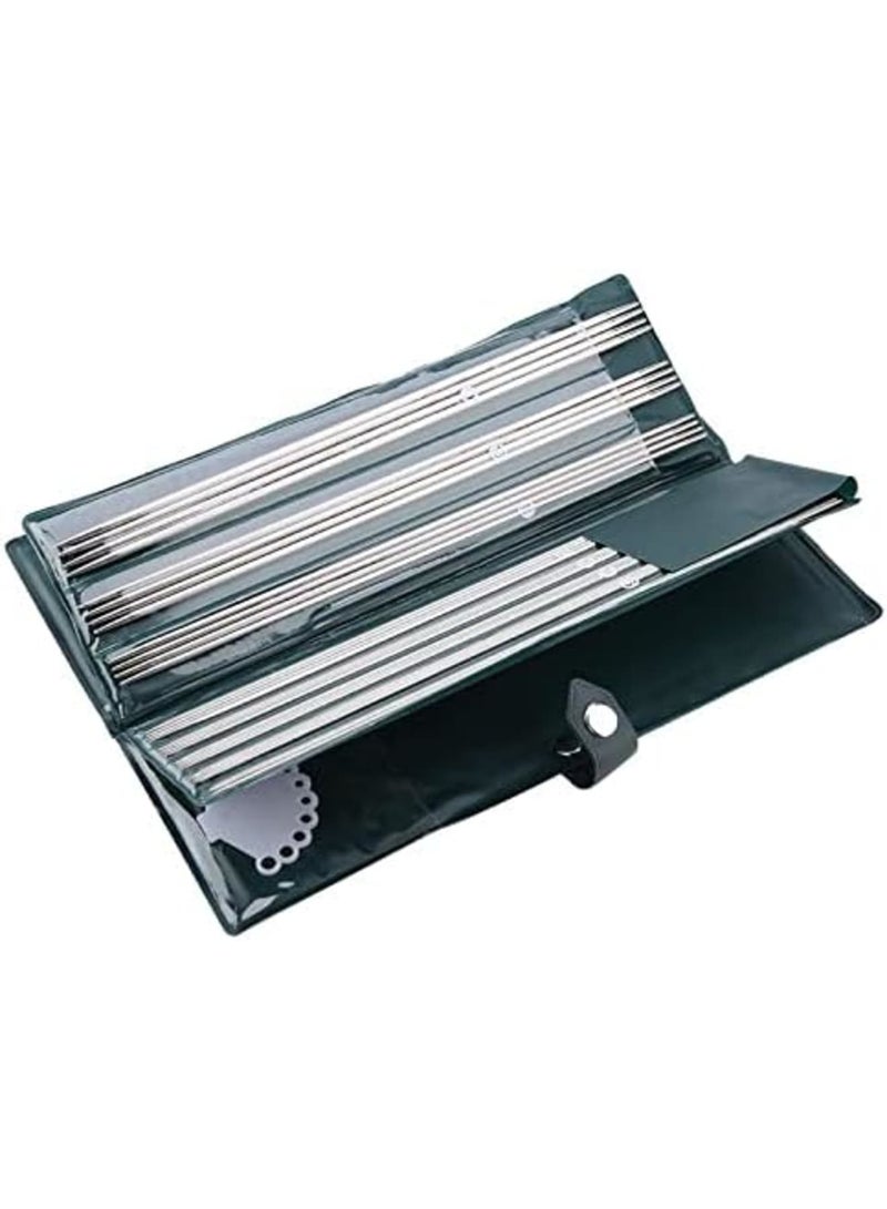 Luckam Double Pointed Knitting Needles, 11 Sizes Stainless Steel Metal Knitting Needles Set, Beginners Straight Knitting Needles Double Pointed Knitting Needle Sets 9.8inche - Image 1